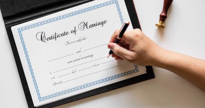 A marriage certificate