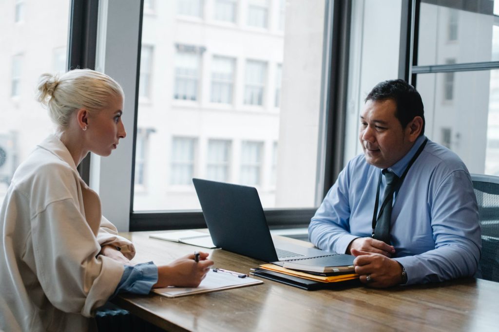 professional man interviewing an applicant